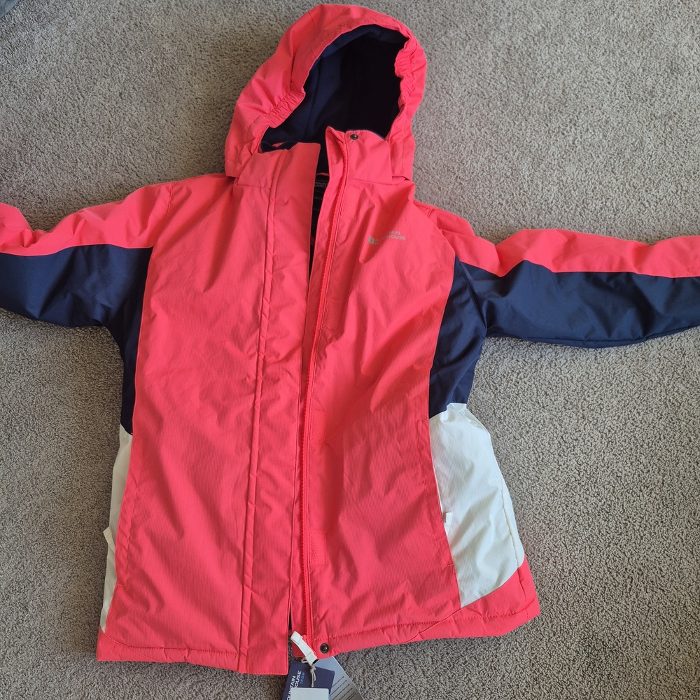 Vibrant Pink and Black Kids Puffer Jacket